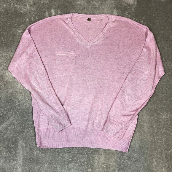 Margaret O'Leary Sweaters - Margaret O'Leary Sweater Women's S Pink V Neck Linen Viscose Romantic Sweet